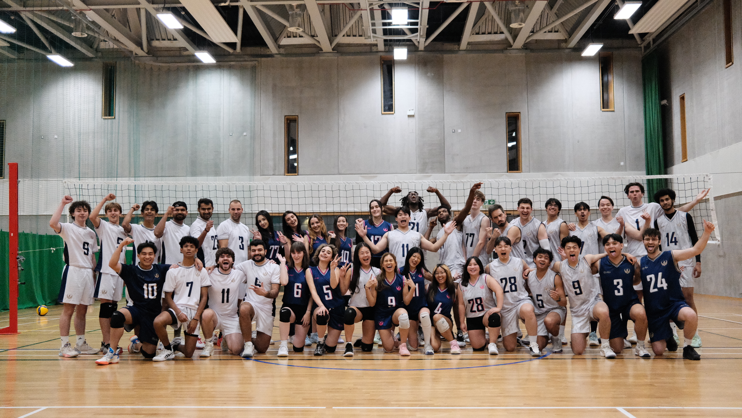 All three Celestials squads together on court: Men’s Regional on the left, Women’s Division 3 in the middle, and Men’s Division 3 on the right.